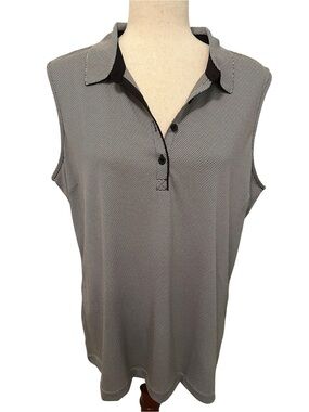 EPNY GOLF NEW Sleeveless Geometric Jacquard Polo Black White XL NWT Performance